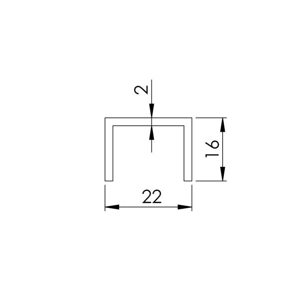 Aluminium Handlauf Profil 22x16 Nutrohr Abschlussleiste für Glasscheibe Glas Glasgeländer Balkongeländer AL-elox